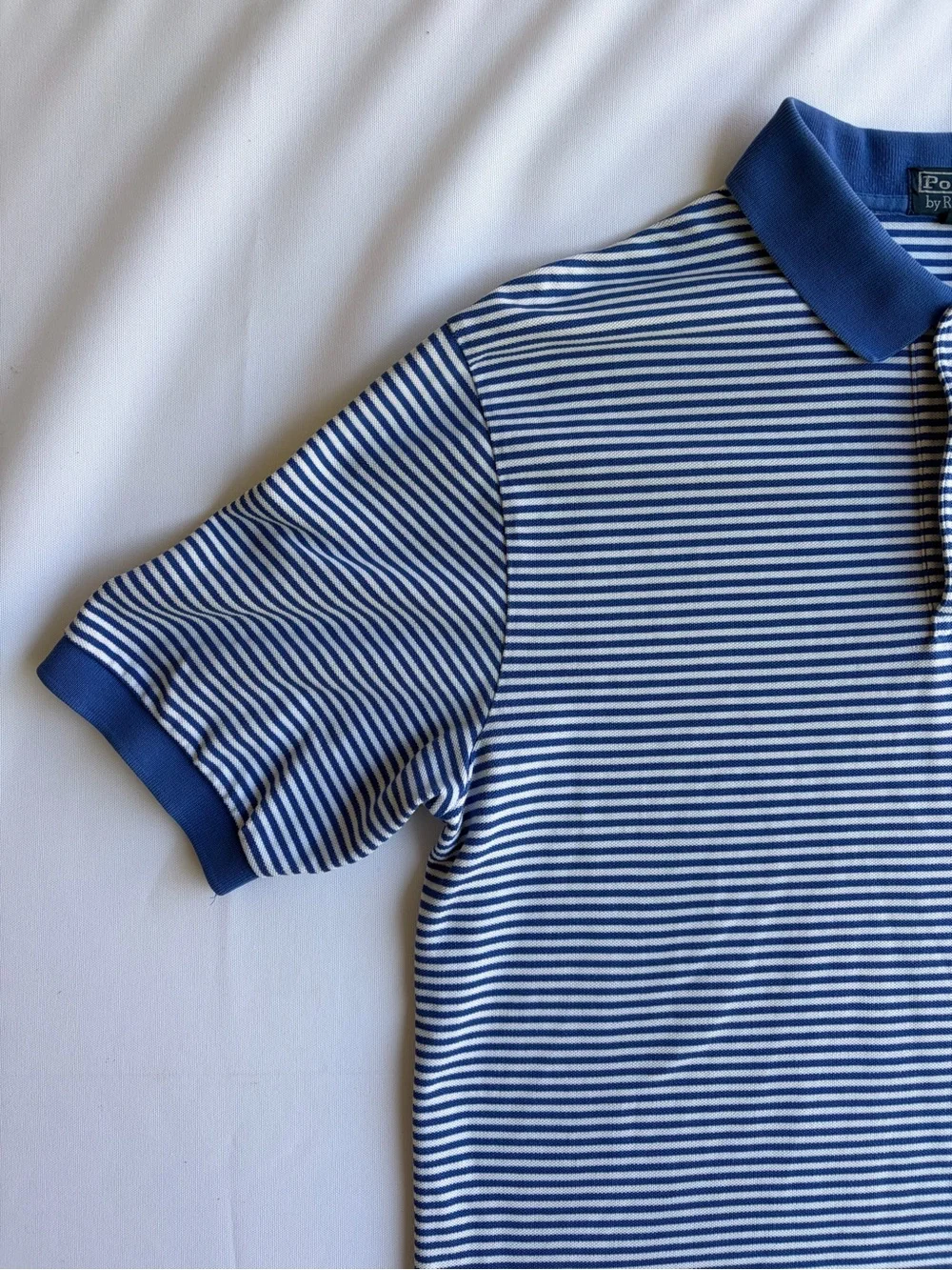Vintage 90s Polo Ralph Lauren Blue & White Striped Polo Shirt